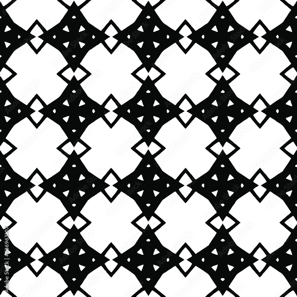 Fototapeta premium Geometric vector pattern with Black and white colors. Seamless abstract ornament for wallpapers and backgrounds.