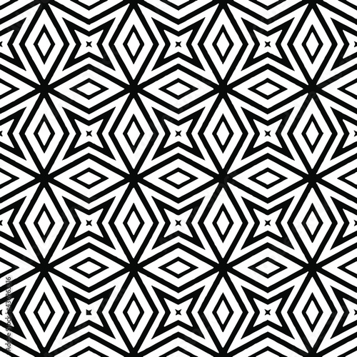 Geometric vector pattern with Black and white colors. Seamless abstract ornament for wallpapers and backgrounds.