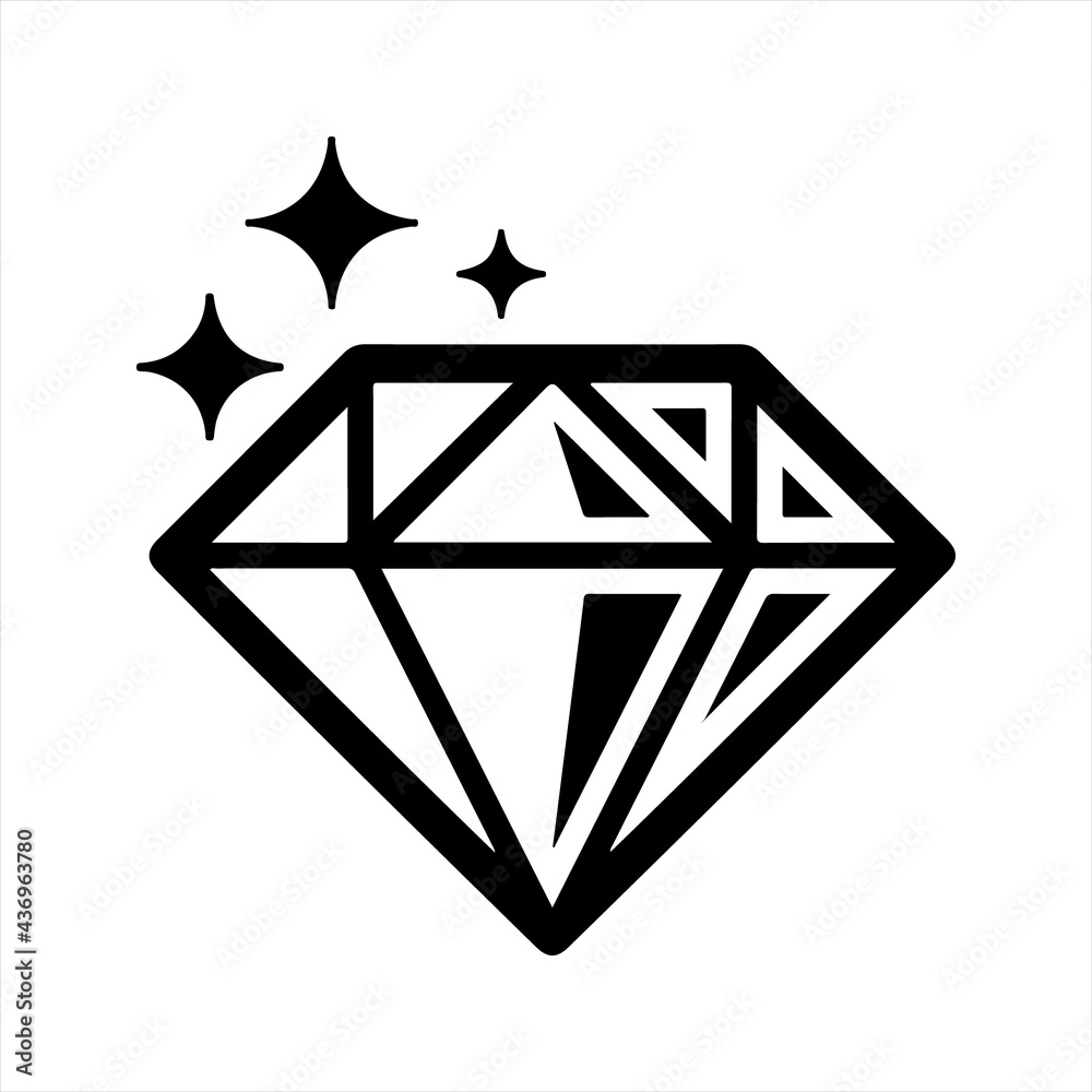 Diamond icon, vector and glyph