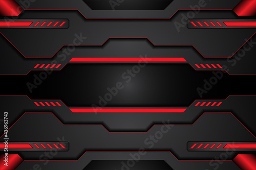 abstract metal black texture and line contrast red on metallic template modern technology design background. vector illustration