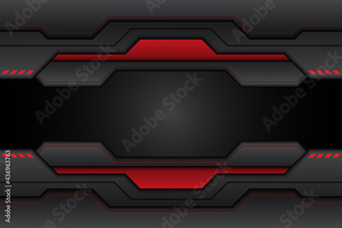abstract metal black texture and line contrast red on metallic template modern technology design background. vector illustration
