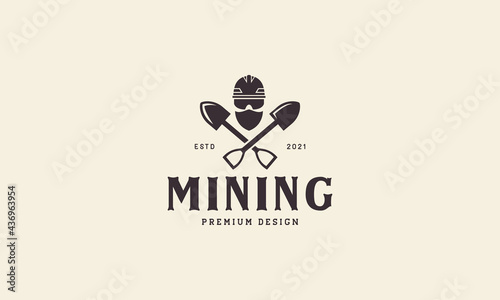 shovel cross with miner logo symbol vector icon illustration graphic design