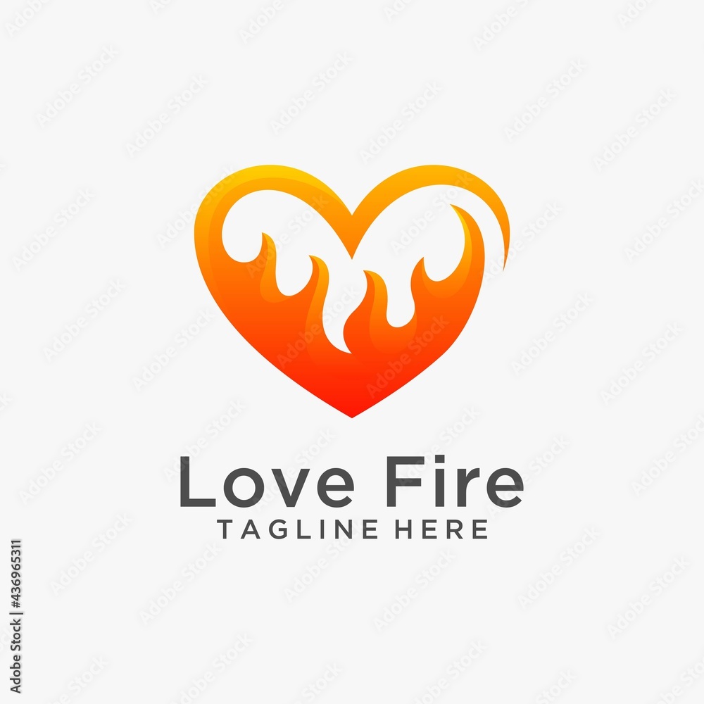 Love fire logo design