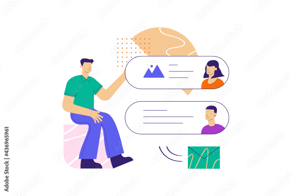 Group Messaging Vector Illustration Group Messaging Vector Illustration
