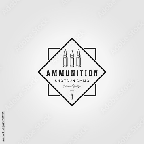 Label Ammunition Logo Vector Vintage Illustration Design Bullet Ammo