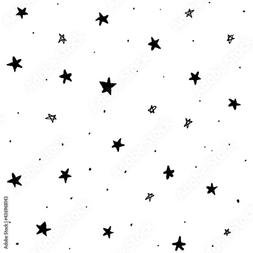 pattern of star doodle. Star hand drawn. Starry background. Vector seamless pattern with stars. background of hand drawn star seamless pattern. Vector Star Pattern Background.