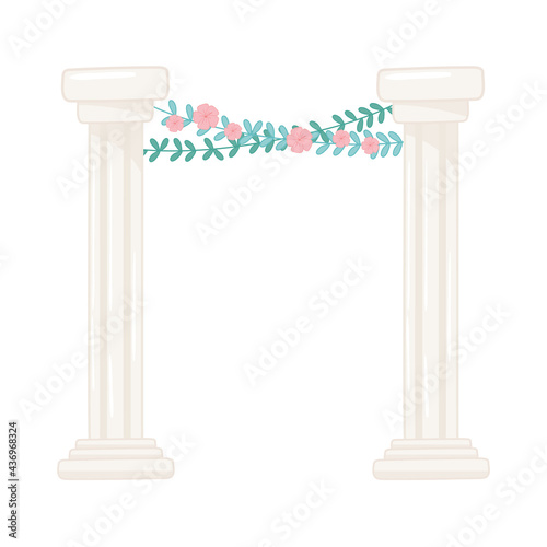 antique columns with flowers