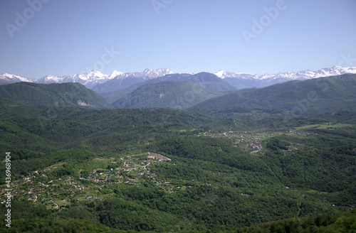 beautiful mountain landscape, panoramic view of mountains and sky in the vicinity of Sochi, Russia © Olga