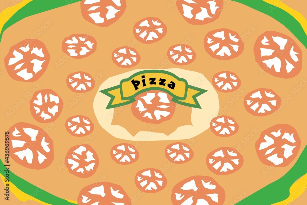 ピザ・マルゲリータのイラスト ピザ・マルゲリータのイラスト