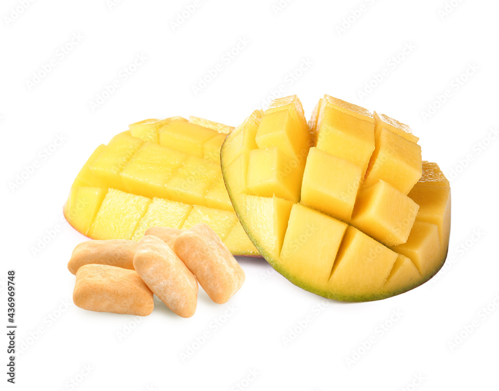 Sweet cut mango on white background
