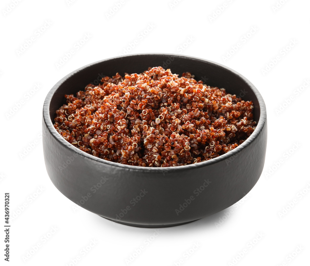 Bowl with tasty quinoa on white background Bowl with tasty quinoa on white background