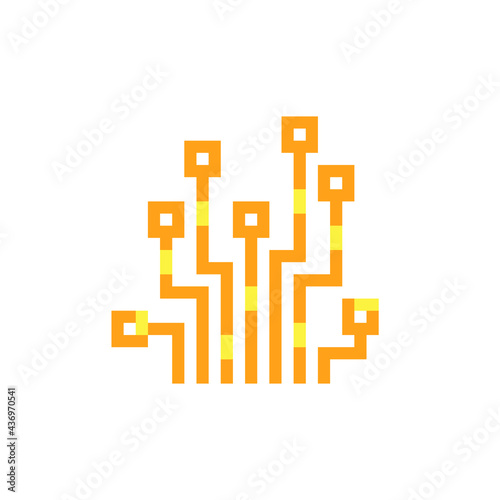 Micro circuit pixel art icon. Isolated vector illustration.  Design for stickers, logo, app. 8-bit sprite.