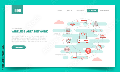 wan wide area network concept with circle icon for website template or landing page homepage photo