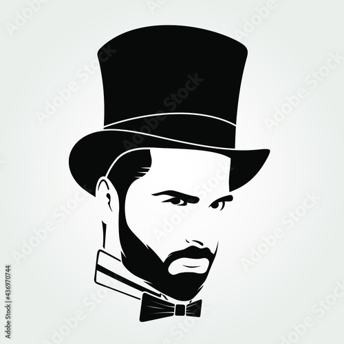 Gentleman with beard and mustache in a top hat