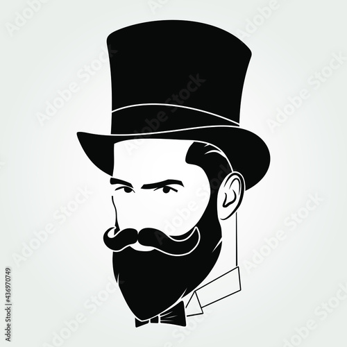 Gentleman with beard and mustache in a top hat