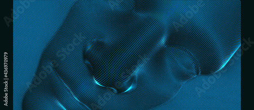 3D human face extruded from dotted pattern. Technology and robotics concept. Anonymous social masking. Cyber crime and security vector illustration.