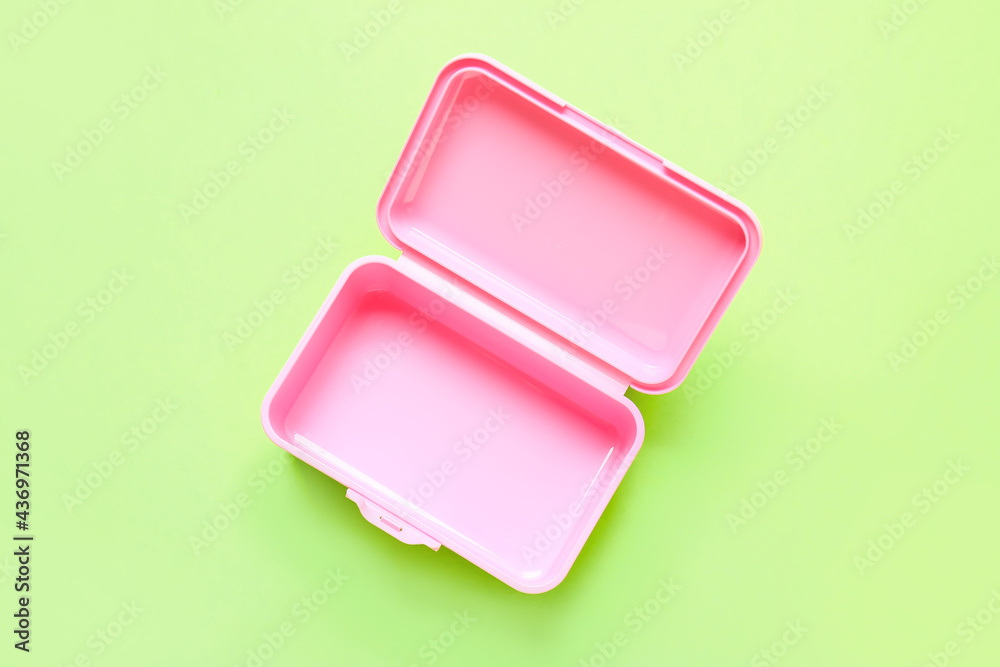 Plastic lunch box on color background Plastic lunch box on color background