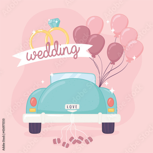 wedding car with balloons