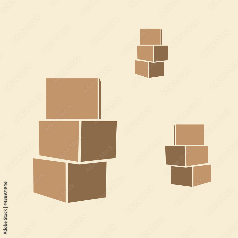 Obraz premium carton packaging box vector. pile of cardboard logo