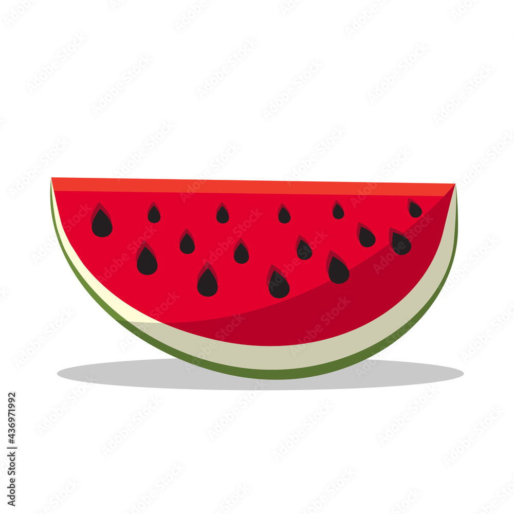 Piece of watermelon. Slice of watermelon on isolated on white background. Ripe berry. Organic natural healthy product. Diet menu. Vector illustration flat design. Piece of watermelon. Slice of watermelon on isolated on white background. Ripe berry. Organic natural healthy product. Diet menu. Vector illustration flat design.