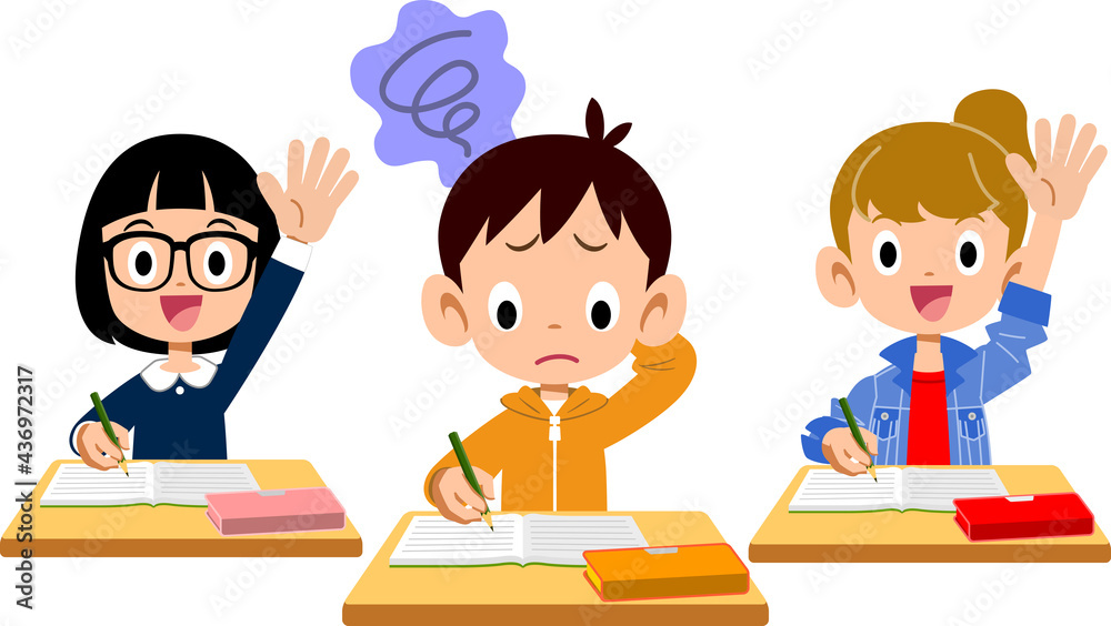 授業についていけない小学生の男の子
授業についていけない小学生の男の子