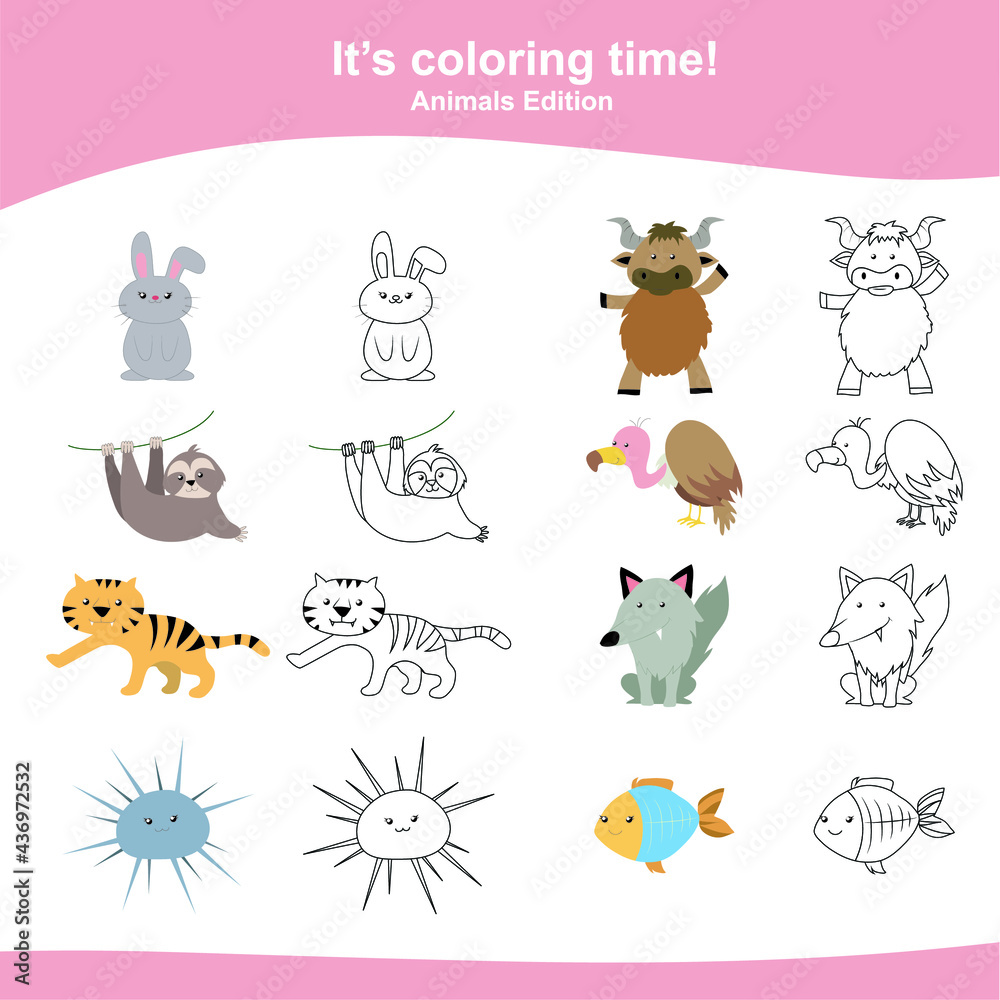 Coloring animals worksheet page. This worksheet is helping kids improve ...