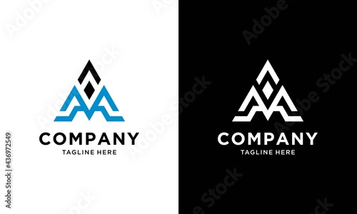 Alphabet letters Initials Monogram logo AM, TRIANGLE, A and M.