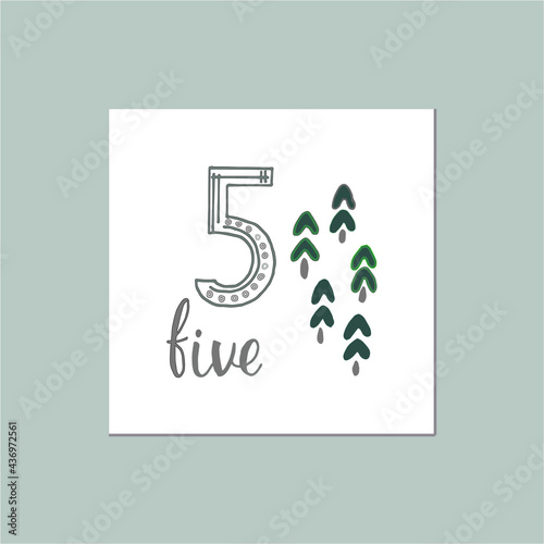 kids card five number mathematics develope