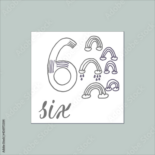kids card six number mathematics develope