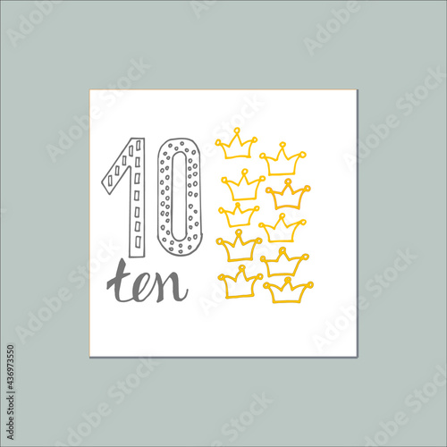 kids card ten number mathematics develope
