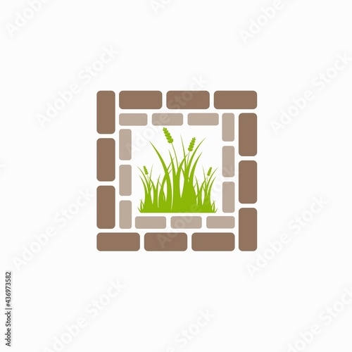 Brick paving logo with square concept