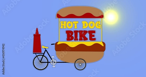 black bike logo with hot dogs and a jar of ketchup