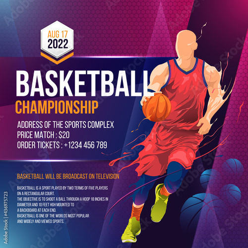 basketball tournament social media post flyer template
