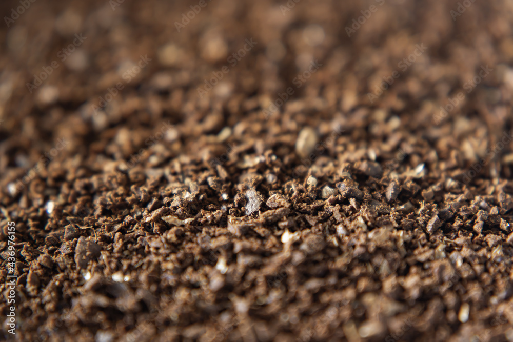 Macro shot of ground roasted coffee beans Macro shot of ground roasted coffee beans