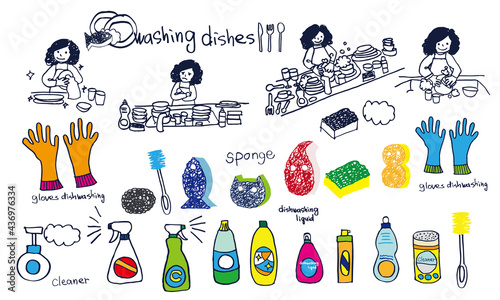 washing dishes