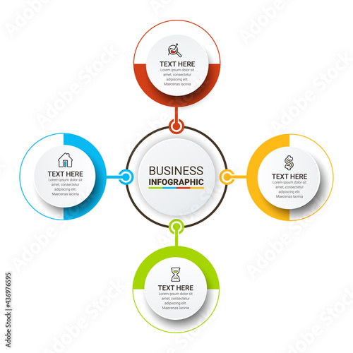 Vector infographic template. Business concept with numbers options. Can be used for process diagram, presentations, workflow layout, banner, flow chart, info graph.