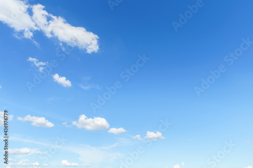 beautiful airatmosphere bright blue sky background abstract clear texture with white clouds. © Thinapob