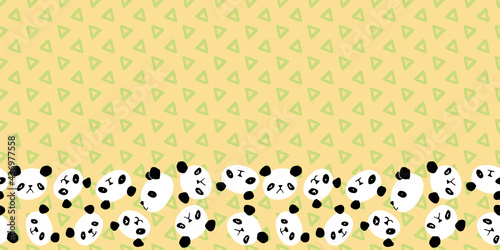 Panda Triangle Frame Border Seamless Pattern