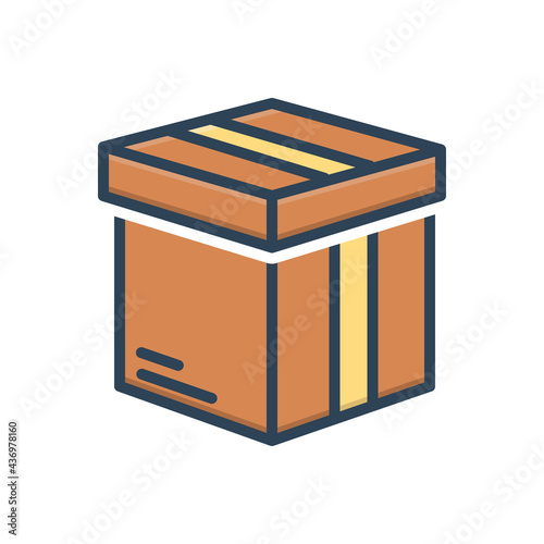 Color illustration icon for box 