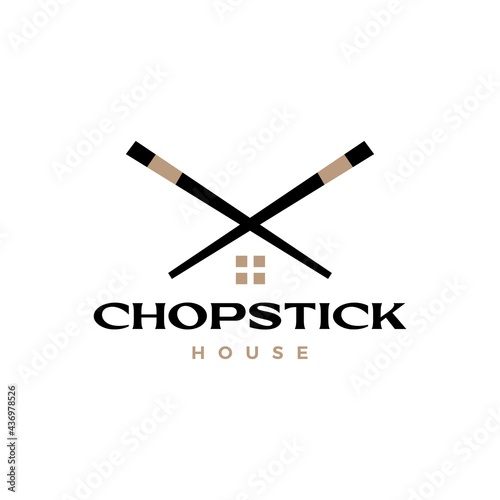 chop stick restaurant noodle logo vector icon illustration