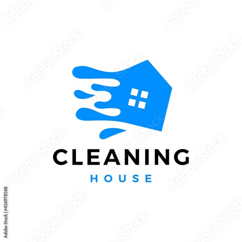 cleaning house wash water splash service logo vector icon illustration