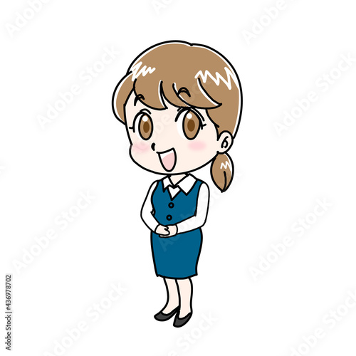 立っている事務員女性のイラスト