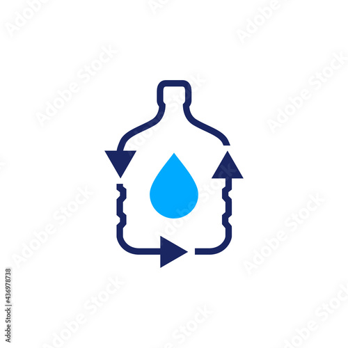 recycle drink water gallon refill bottle logo vector icon illustration