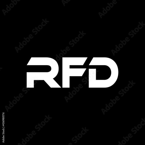 RFD letter logo design with black background in illustrator, vector logo modern alphabet font overlap style. calligraphy designs for logo, Poster, Invitation, etc.