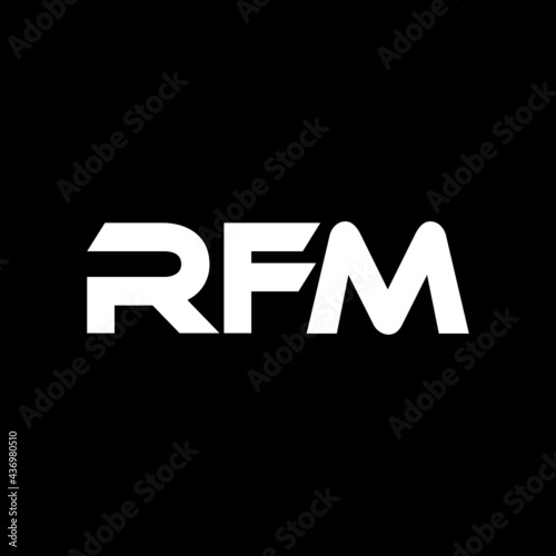 RFM letter logo design with black background in illustrator, vector logo modern alphabet font overlap style. calligraphy designs for logo, Poster, Invitation, etc.