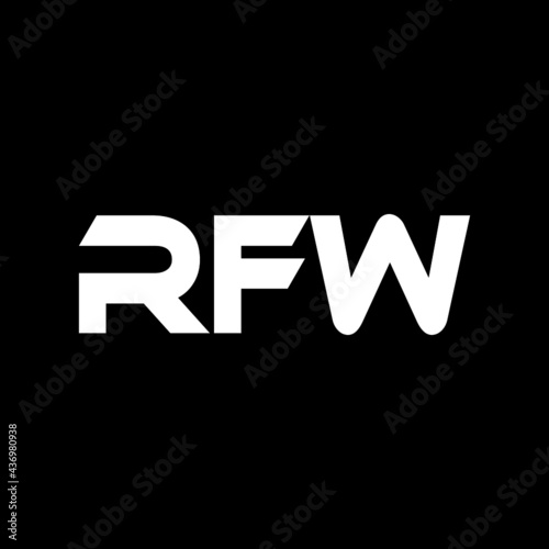 RFW letter logo design with black background in illustrator, vector logo modern alphabet font overlap style. calligraphy designs for logo, Poster, Invitation, etc.