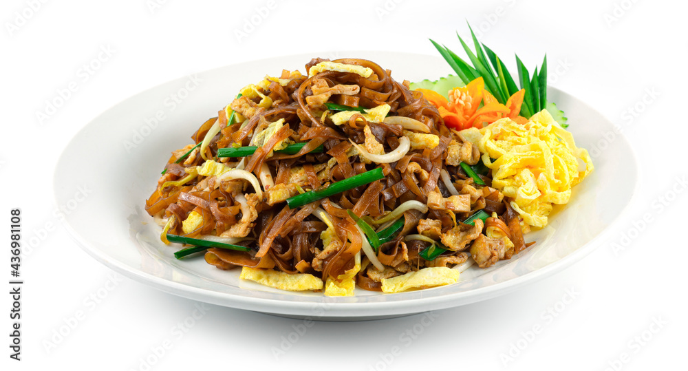 Stir fried Rice Noodles with Egg,Bean Sprout and Chive Thai Food Korat Style