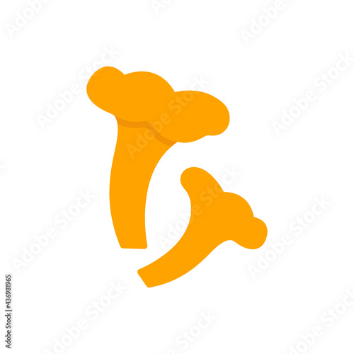 Chanterelle icon. Vector isolated flat color icon. Modern glyph sticker design. Illustrations of mushrooms. Food ingredients.