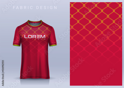 Fabric textile design for Sport t-shirt, Soccer jersey mockup for football club. uniform front view.