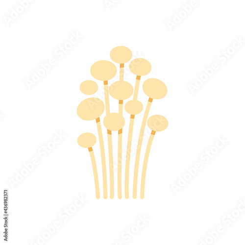 Enoki mushroom icon. Vector isolated flat color icon. Modern glyph sticker design. Illustrations of mushrooms. Food ingredients.